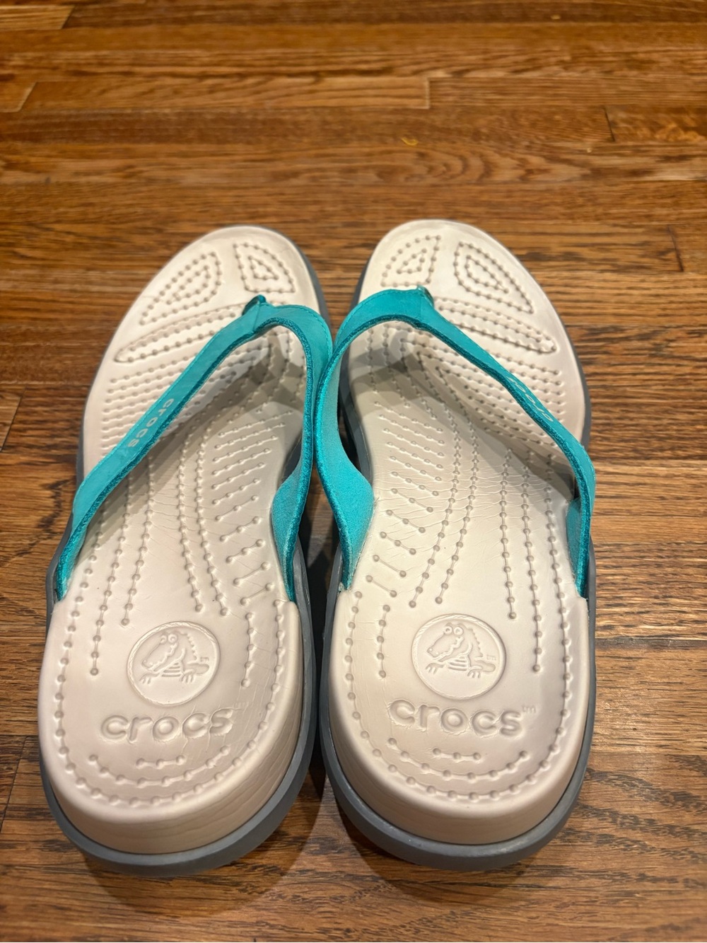 Crocs Swiftwater Tropical Teal Flip-Flops Sandals Women’s 7 - Picture 3 of 5